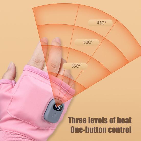 Heated Fingerless Smart Heating Gloves 3 Heat Modes Digital Display Gloves Water-Resistant Windproof Rechargeable Hand Warmers for Work Cycling Skiing