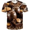 Tricouri de vară cu gât rotund, cu imprimeu 3D model ciocolată, la modă, casual, cu mâneci scurte pentru bărbați