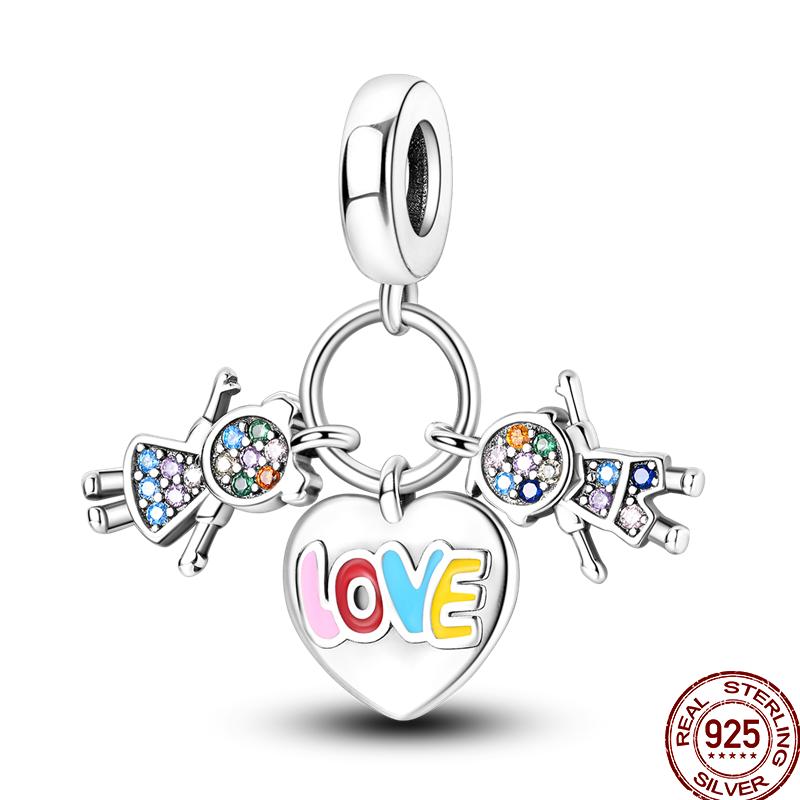 Copper Love Blessing Diamond Love Family Friendship Love Charm Beads Suitable For Pan Original Bracelet Diy