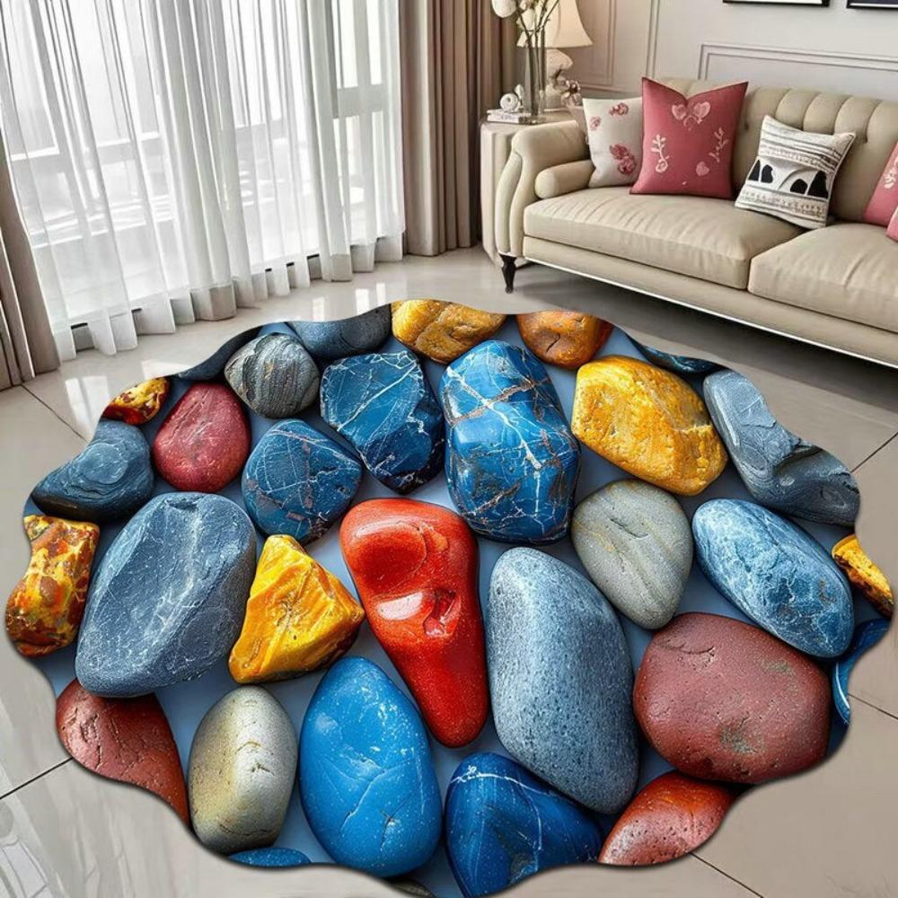 

Nordic Abstract Cobblestone Carpet Chinese-style Wavy Bathroom Floor Mat Non-slip Abrasion-resistant Door Rug Home Decor