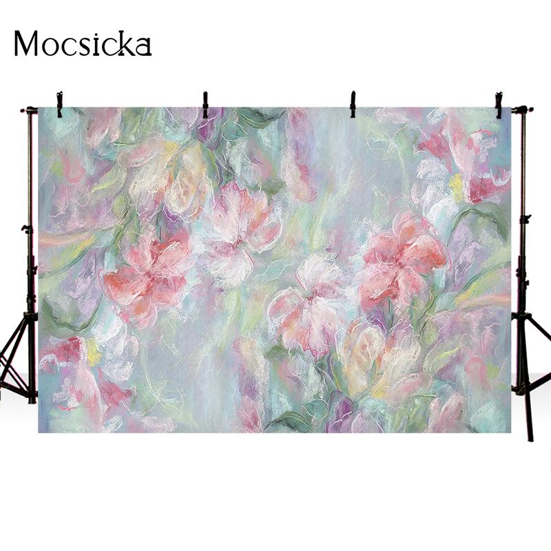 Mocsicka Oil Painting Floral Portrait Backdrop Photo Studio for Newborn Adult Birthday Background Professional Photographic Prop