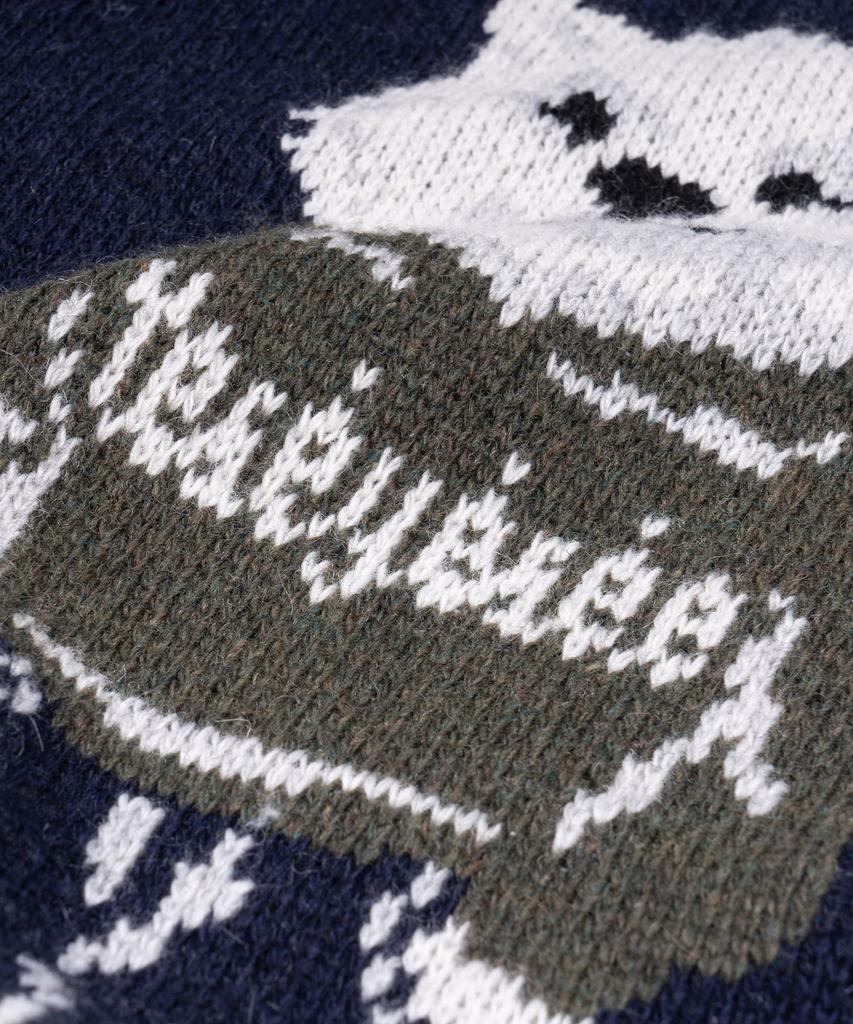 YESEYESEE Wid X Y.E.S Dog Graphic Knit Pullover Navy