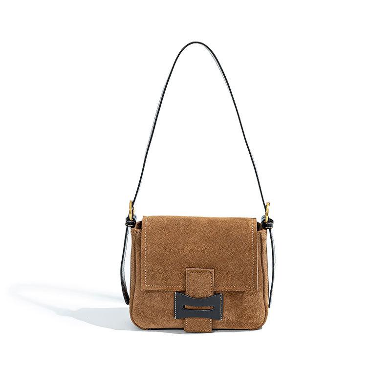 Frosted leather messenger bag 2025 new autumn and winter versatile cowhide small square bag fashionable retro premium shoulder messenger bag