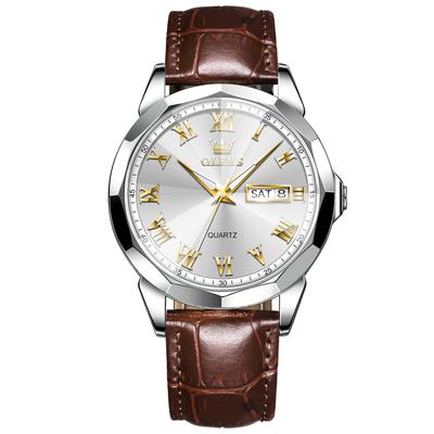 Watch Popular Waterproof Luminous Analog Watch Brown Leather Strap Business Watch Stylish Cool Quartz Watch Date Simple Men Watches Pressure