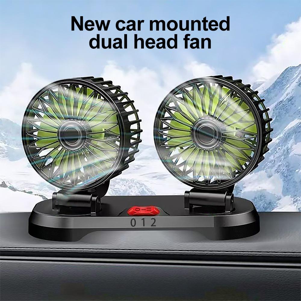 

Portable Car Fan Rechargeable Multi-Angle 360° Rotatable Double-head Vehicle Fan Cooling Electric Fans for Home Desk Office Car