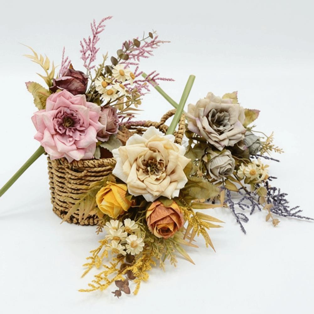 Äkta beröring Konstgjord Blomsterbukett Livslik Silkesblomma Arrangement Heminredning