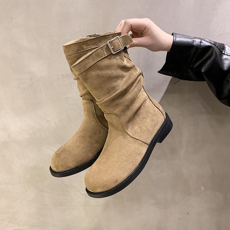 Thick Heel Retro Medium Boots Knight Boots Women's Shoes 2025 New Autumn and Winter Piled Small Short Boots Martin Boots