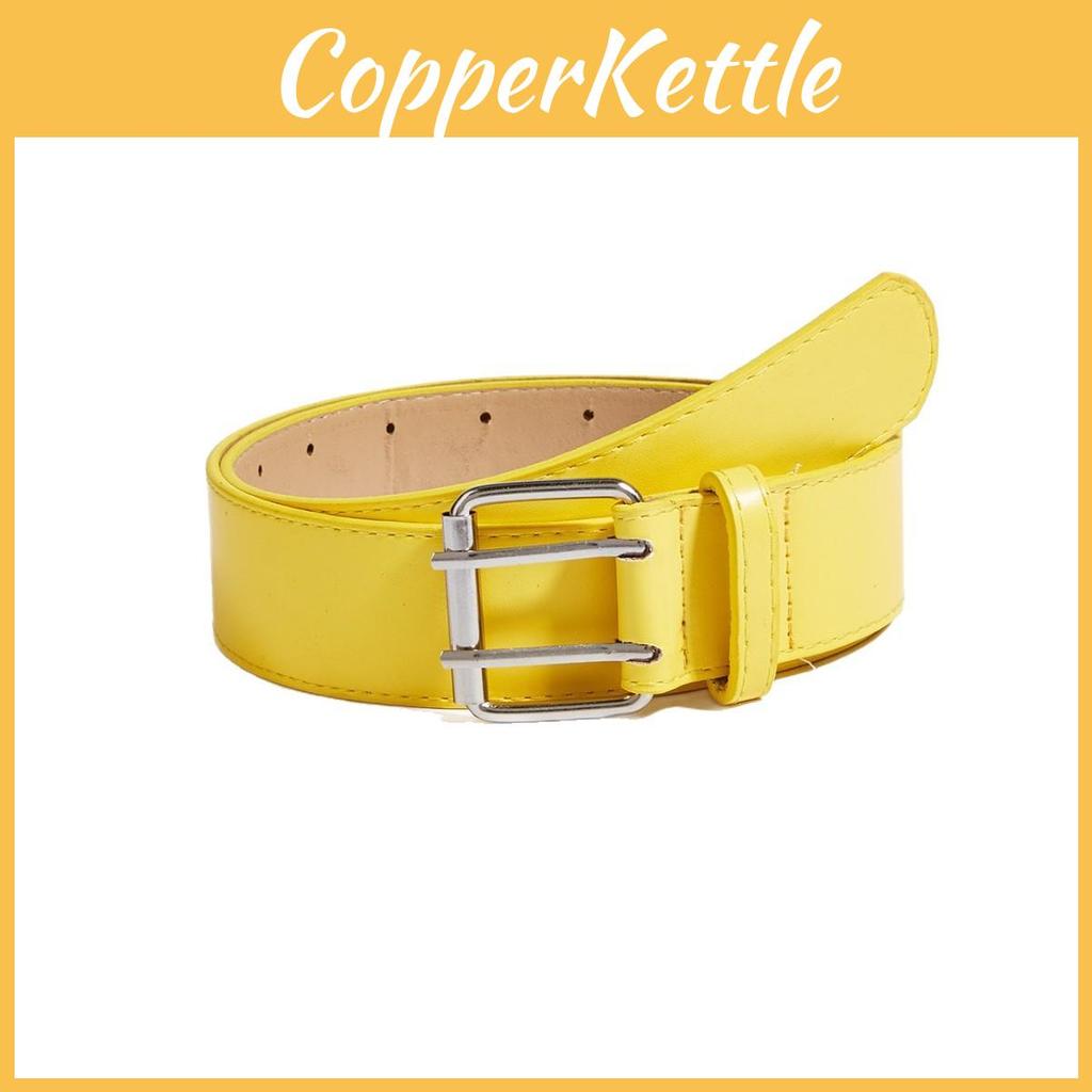Simple Solid Color Metal Square Buckle Decoration Women Belt For Casual Jeans Wear