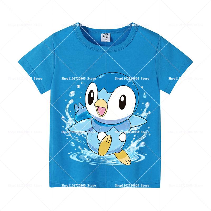 Pokemons Cotton T-Shirt Pikachu Eevee Cartoon Anime Tees Classic Game Fashion Printed Tops Summer Breathable Casual Clothes Gift