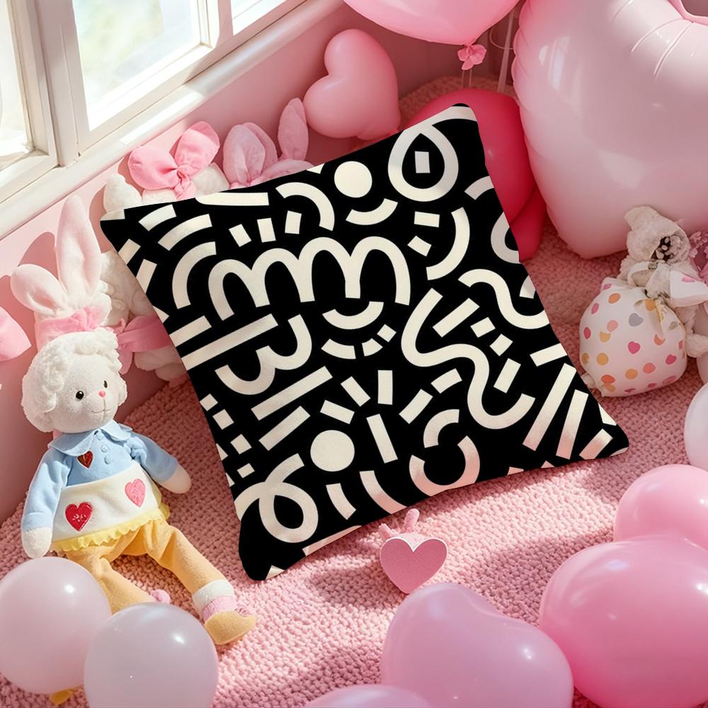 Advanced Black White Pillow Case Soft Plush Fabric DoubleSided Printed Cushion Cover Warm Winter Sofa Pillow Case