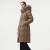 Tanbor Women's Long Goose Down Jacket with Detachable Fur Hood