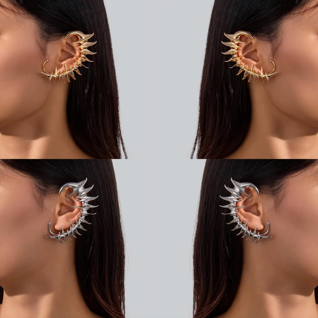 Female Alloy Keel Spine Earrings With Electroplating Punk Style No Piercing