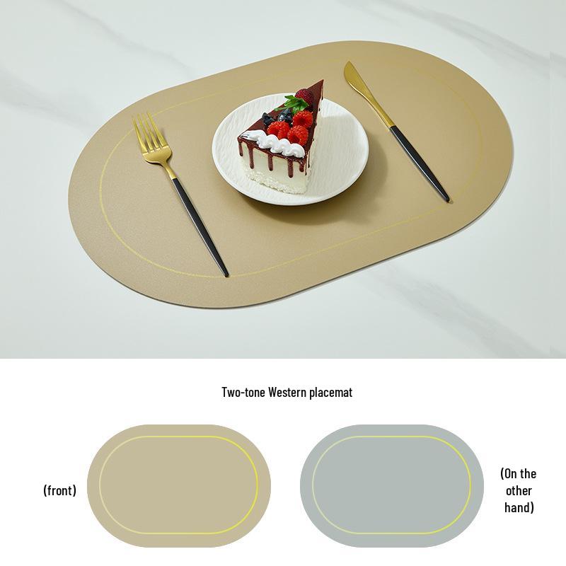 Waterproof Leather Oval Dining Table Placemat - Oil-Proof, Insulated Mat for Home & Hotel
