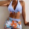 Swimsuit Women's New Split Flat Angle Bikini High Waist Swimsuit