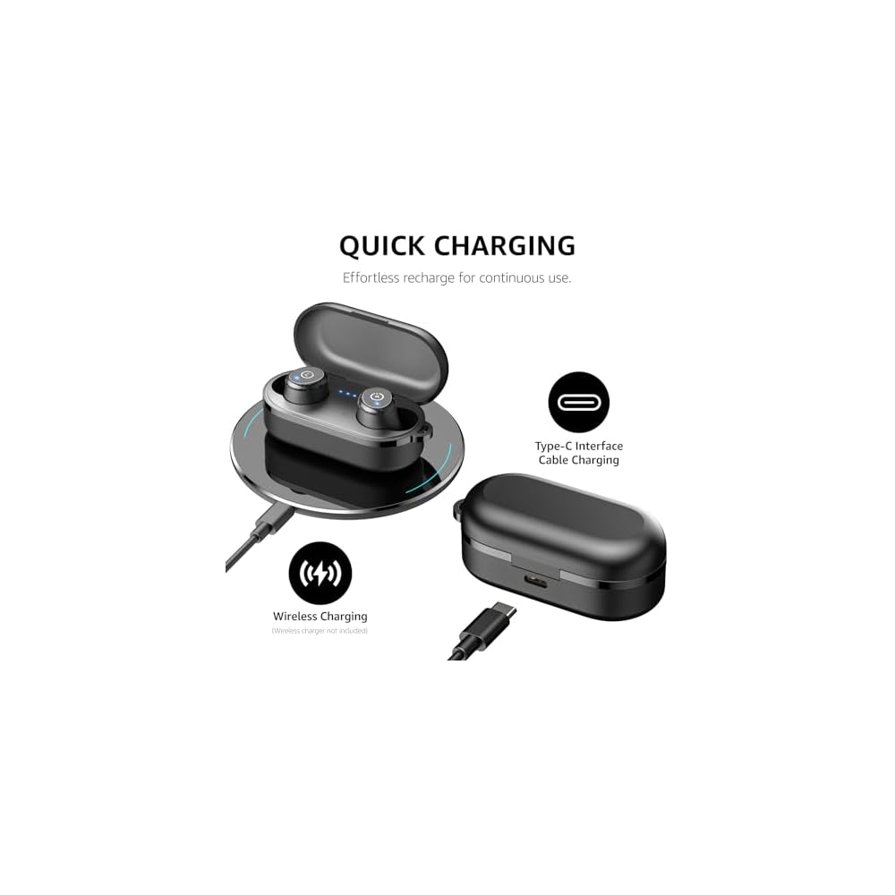 TOZO T10 Earphones Bluetooth Wireless Earphones Mid-Low Frequencies Warm Sound Quality Compact Lightweight Comfortable Built-in Microphone AI Noise Re