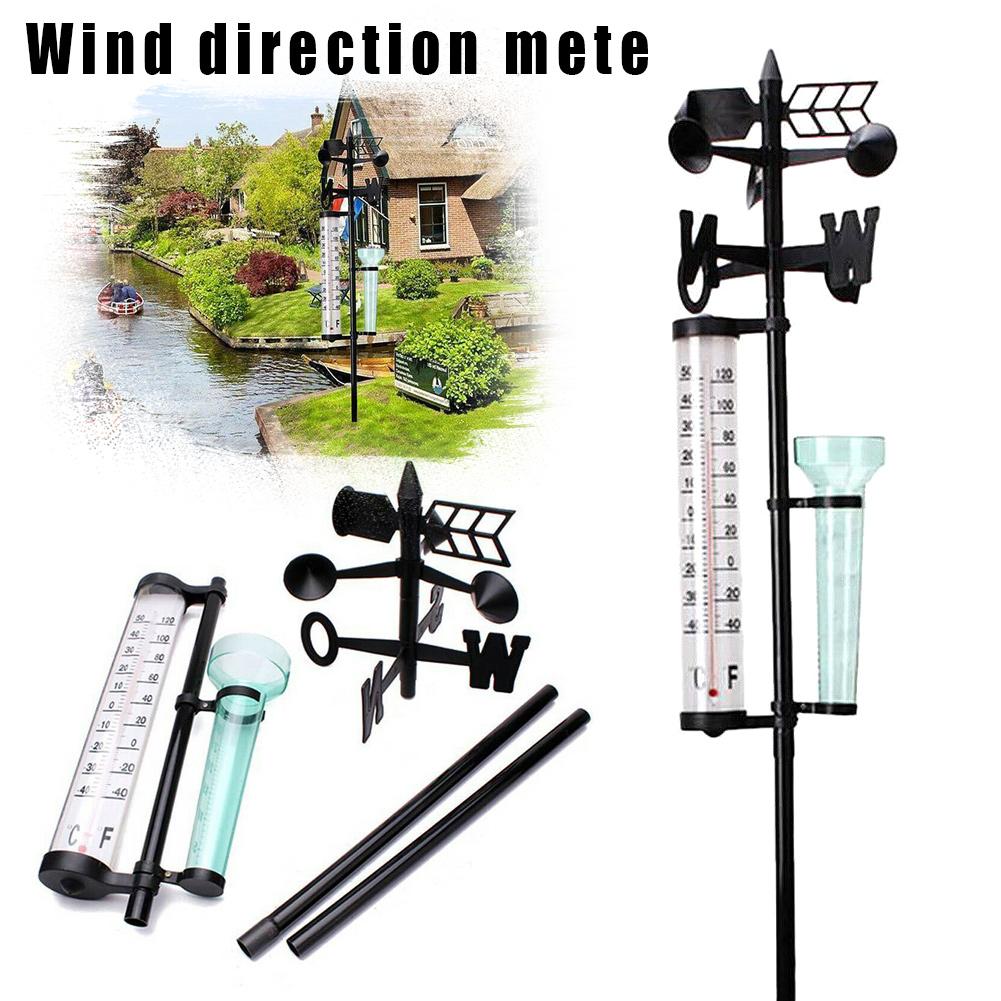 Garden Outdoor Weather Station Meteorological Measurer Vanes Tool Wind Rain Gauge Thermometer