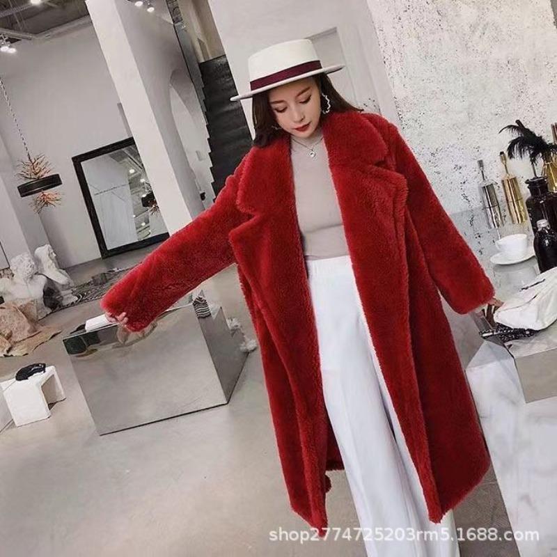 Autumn and winter loose teddy bear imitation fur coat women's clothing medium and long sheep shearing coat sheep shearing thickened