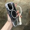 Wrist Strap Transparent Magnetic Phone Case for iPhone 14 15 16 Plus 11 12 13 16 Pro Max Magsafe Clear Charging Shockproof Cover