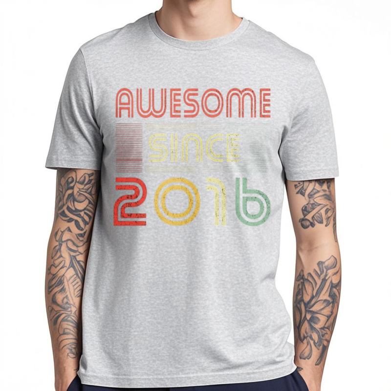 Casual summer For him t shirt Awesome Since 2016 Retro Design Short Sleeve Rock O Neck Teeshirt men cotton tshirt male tops
