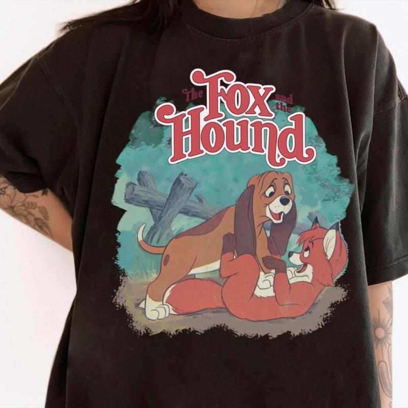 

2026 Fox and Hound Vintage Classic Poster Magic Kingdom Print Stylish Unisex TShirt Short Sleeve Relaxed Plus Size Top 4XL
