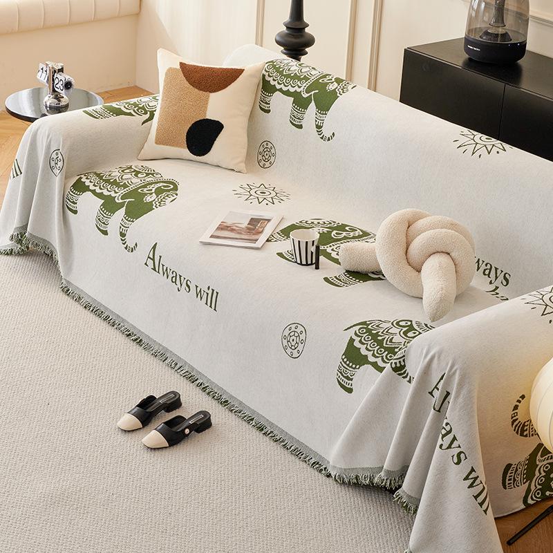 Cartoon Creative Elephant Sofa Towel Chenille Anti-Scratching Sofa Cover Cloth Dustproof Sofa Cover Universal Cover