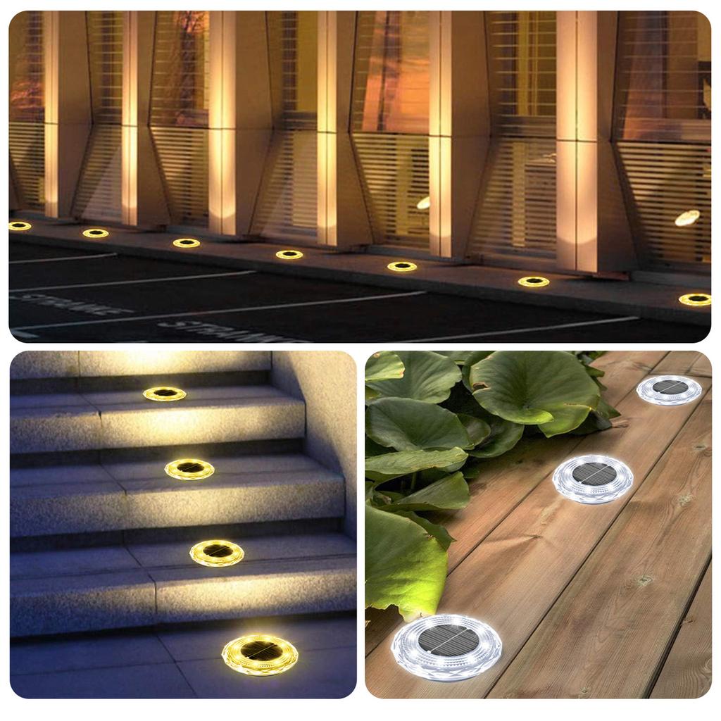 8LED Solarenergie Scheibenleuchte Außen Garten Solar Untergrundleuchte Deckleuchte Scheinwerfer Eingebaute Solar LED Lampe Gartendekoration