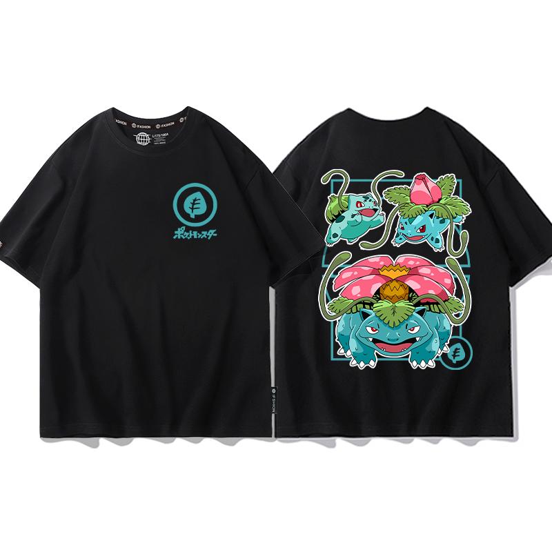 Miniso Pokémon T-shirt Summer Men's and Women's Super Dream Clothes Pokémon Short Sleeves Round Neck Casual Loose Tees