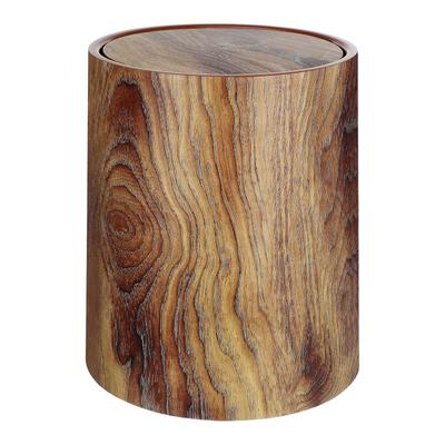 Swing Retro Trash Can Small Kitchen Wooden Farmhouse Light Brown Pp Household Garbage Bucket