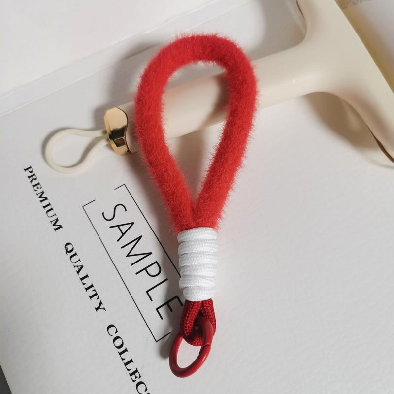 Colorful Plush Phone Wrist Strap Keychain - Anti-Lost Fashion Charm