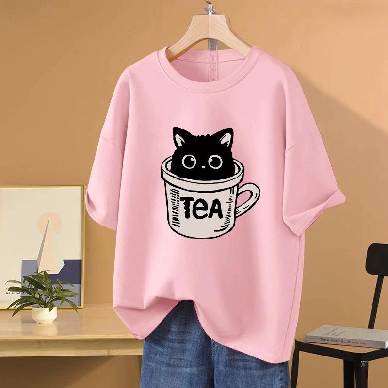 Pure Cotton Short-sleeved T-shirt for Women In Summer New Fat Mm Large Size Loose Belly-hiding Half-sleeved T-shirt Top