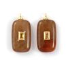 1 Piece Brass & Cubic Zirconia & Geometric Natural Stone Charms 18K Gold Plated Olive Rhombus Pendants For DIY Necklace Making