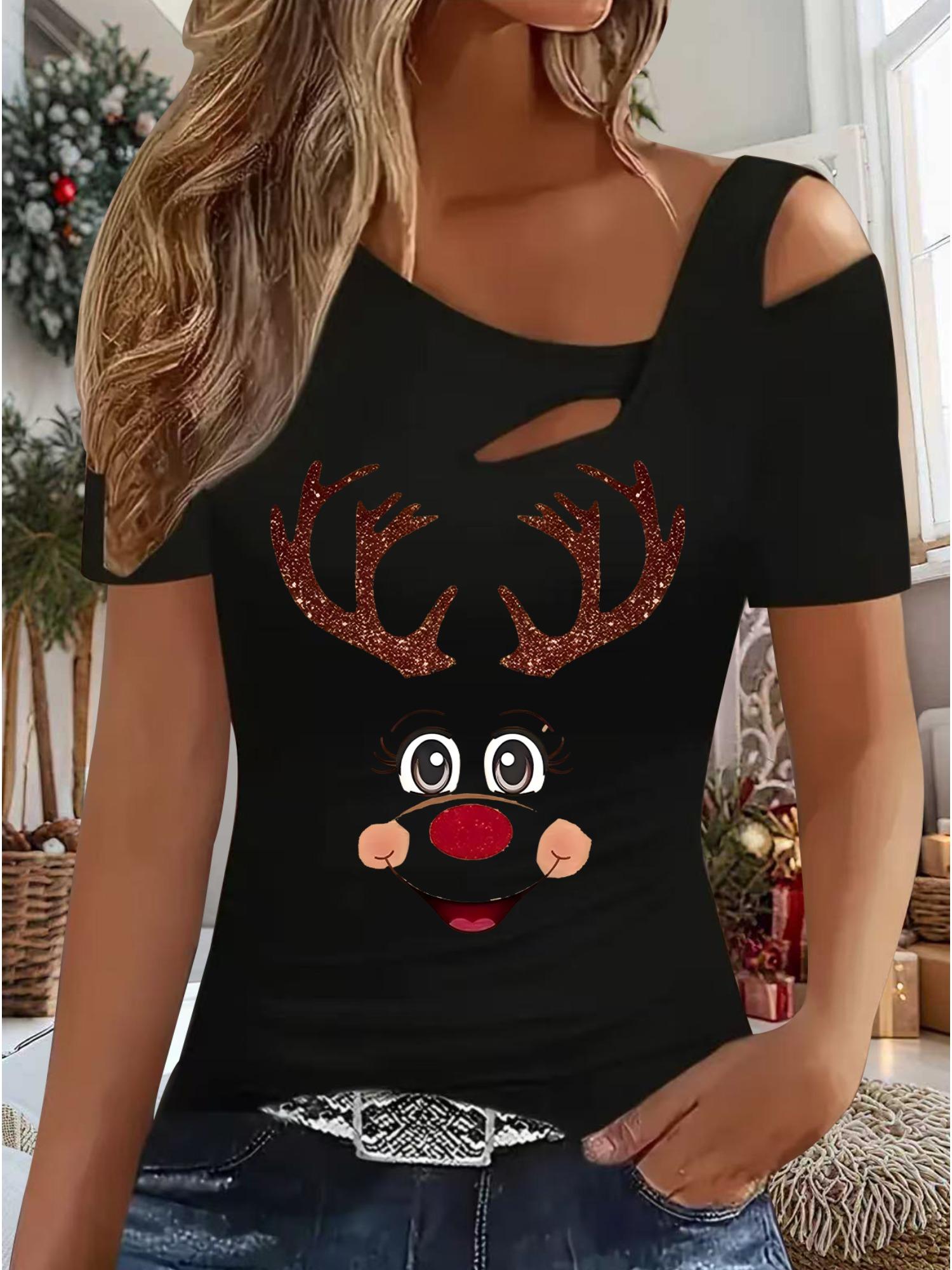 

Женский Новый Повседневный Топ Рождество Хэллоуин Рождественский Подарок Топы Рубашка Блузка XXL чёрный