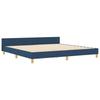Blue Upholstered Bed Frame with Headboard 200 x 200 cm Fabric
