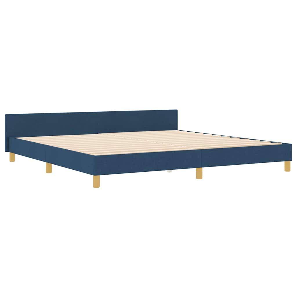 Blue Upholstered Bed Frame with Headboard 200 x 200 cm Fabric