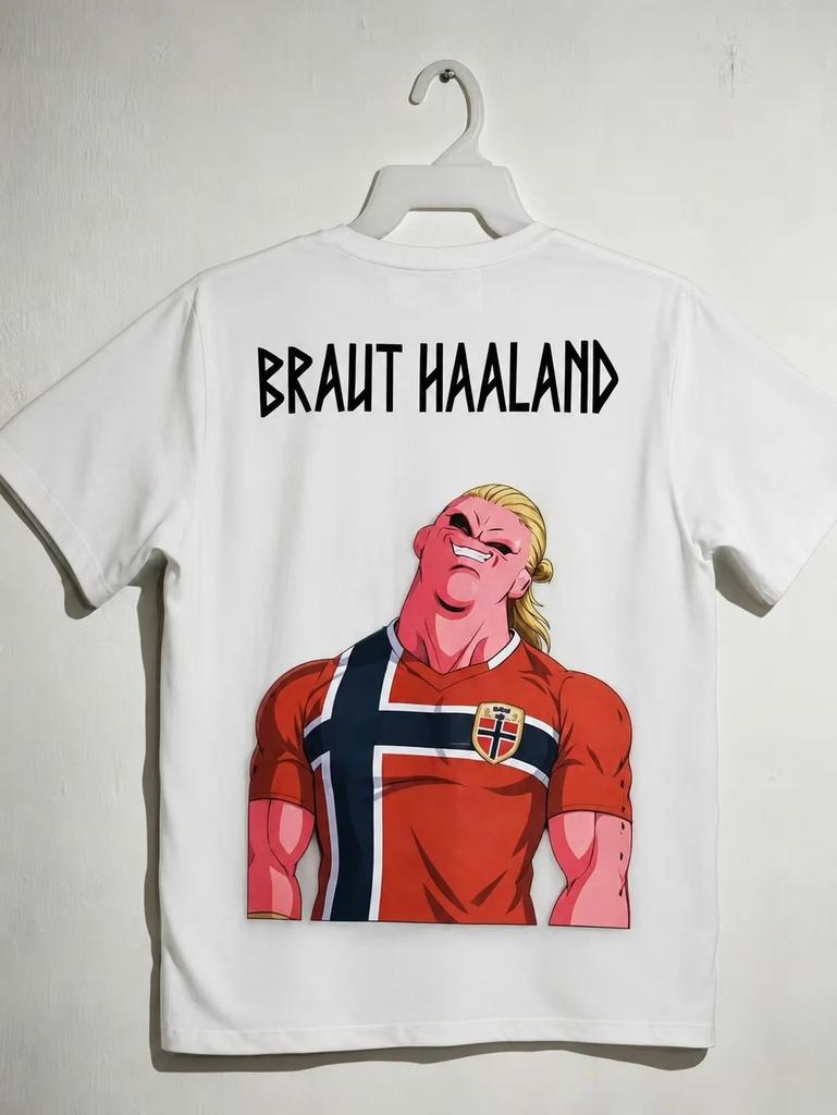 Erling Haaland Norway Funny Majin Buu Graphic T Shirt Men Football Soccer Cartoon Tee Men's and Women's Streetwear T-shirt