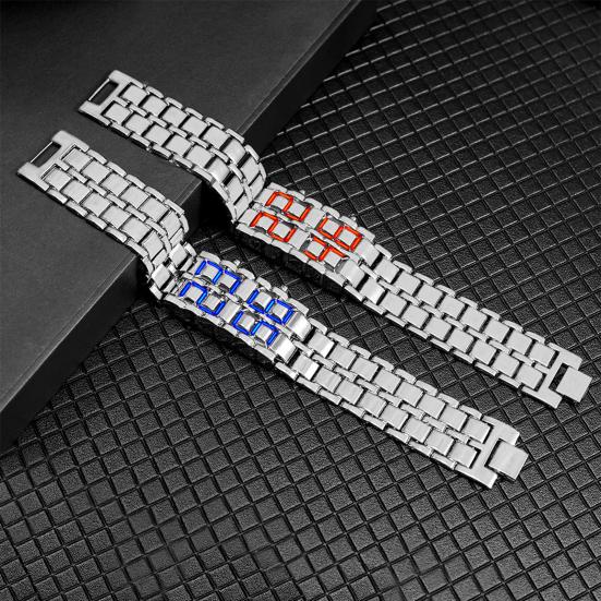 Men Digital Watch Large Screen Electroplated High Accuracy Decorative Cool Style Individual Stainless Comfortable Strap Lighweight Men Wristband