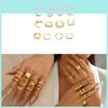 Geometric Metal Ring Set For Women With Adjustable Joints Fashion Jewelry For Summer