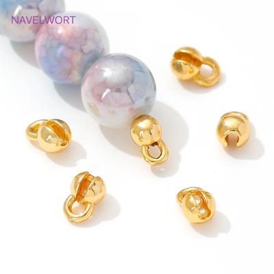 18K Gold Plated Brass Crimp Beads,End Caps For Jewelry Making,Clam Shell Bead Tip Crimp Ends Beads,DIY Bracelets Accessories