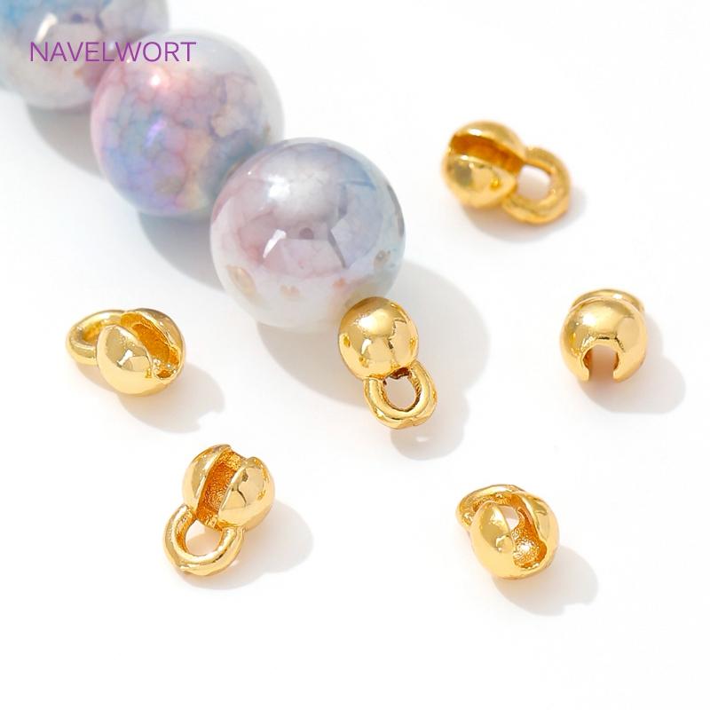 18K Gold Plated Brass Crimp Beads,End Caps For Jewelry Making,Clam Shell Bead Tip Crimp Ends Beads,DIY Bracelets Accessories