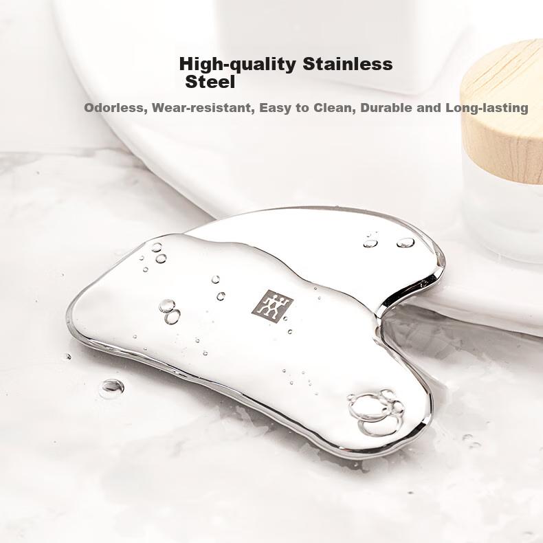Gua Sha Board, Facial Massage Tool, Lifting And Tissue Scraping Stick, German Quality Stainless Steel, Can Be Used for Ice Compress