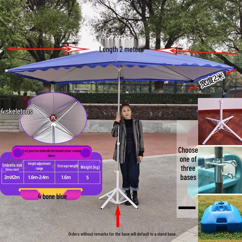 Large Outdoor Rectangular Sunshade Umbrella - Commercial Folding Awning for Courtyard