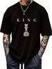 THE KING Men's 180GSM Cotton T-Shirt - Black Chess King Graphic Print, Casual Sh