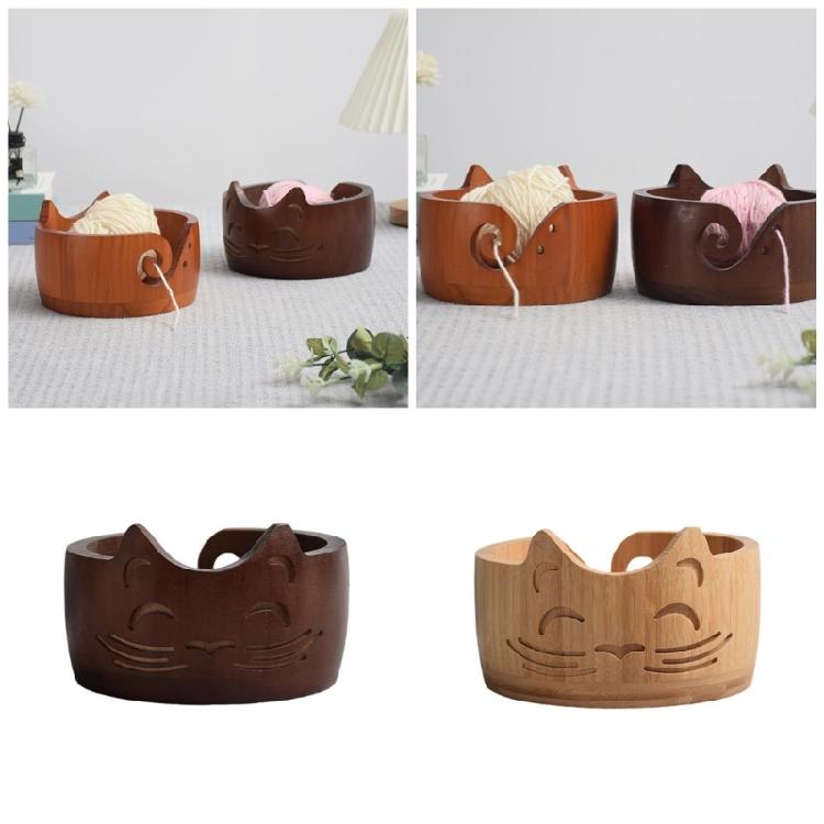 Cats Shape Yarn Bowl Round Knitting Bowl Practical Wool Holder Large Yarn Storage Crochet Bowl for Knitting Crocheting