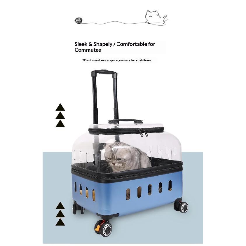 Dog Cat Transparent Bubble Carrier Airline Approved Hard Shell Portable Rolling Luggage Travel Case Dog Stroller Dog Car