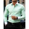 Camicia da Uomo a Maniche Lunghe con Strisce Verticali Colletto a Contrasto Top Casual Formale