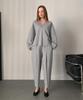 Baseukala [Set] Oversized Fit V-Neck Top + Banding Pants Set-Up (2Colors)
