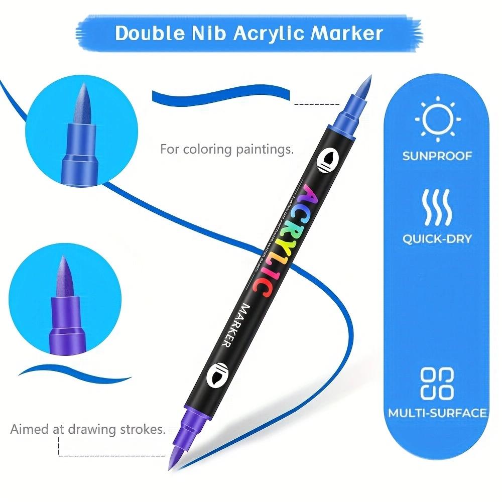 36pcs(72Colors) Dual Ended Two-Tone Acrylic Markers – No Bleeding, Water-Based, Ideal for Rock, Canvas, Wood, Ceramic, Glass