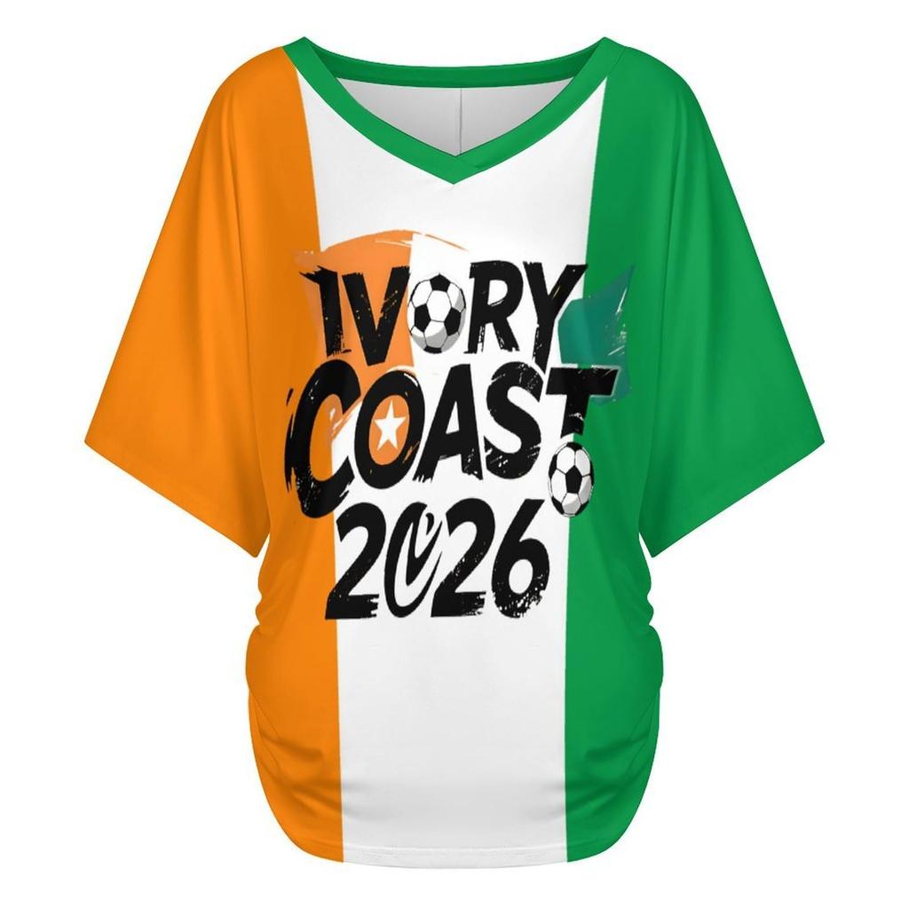 Women's Casual V Neck Short Sleeve Pullover T Shirt Letter Print Top Soccer Support Fan Apparel for Outdoor Activities
