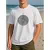 European Size Geometric Visual Effect Print, Patterned Printed Round-neck T-shirt, Versatile Daily Top, Lightweight Round-neck Short-sleeved Shirt
