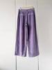 Yang Caiyu Inspired Lavender Corduroy High-Waisted Wide-Leg Pants - Autumn/Winter Retro French Style